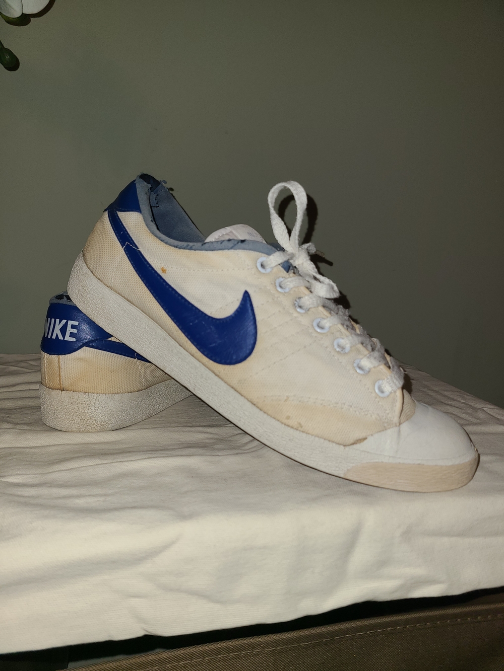 Nike Vintage  Men’s White and Blue Canvas From 1983 Low-Top Sneakers Sz 10.5